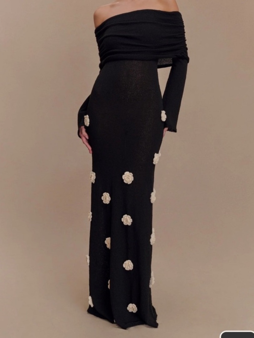 Kiki off the Shoulder Knit Rose Maxi Dress